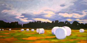 Evening Light on Bales 60x30”